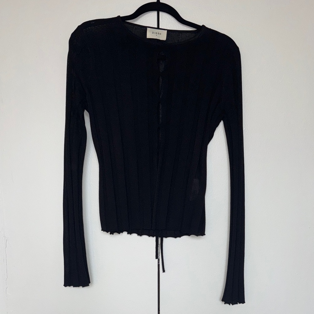 DISSH Black Ribbed Long Sleeve Top